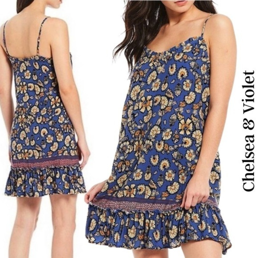 C&V Chelsea & Violet NWT French‎ Blue Floral Spring Summer Y2K 90s Mini Dress, M
